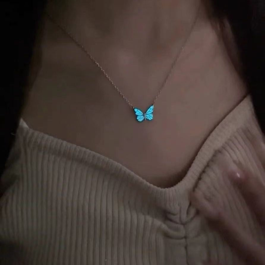 Butterfly Glowing Sterling Silver Necklace