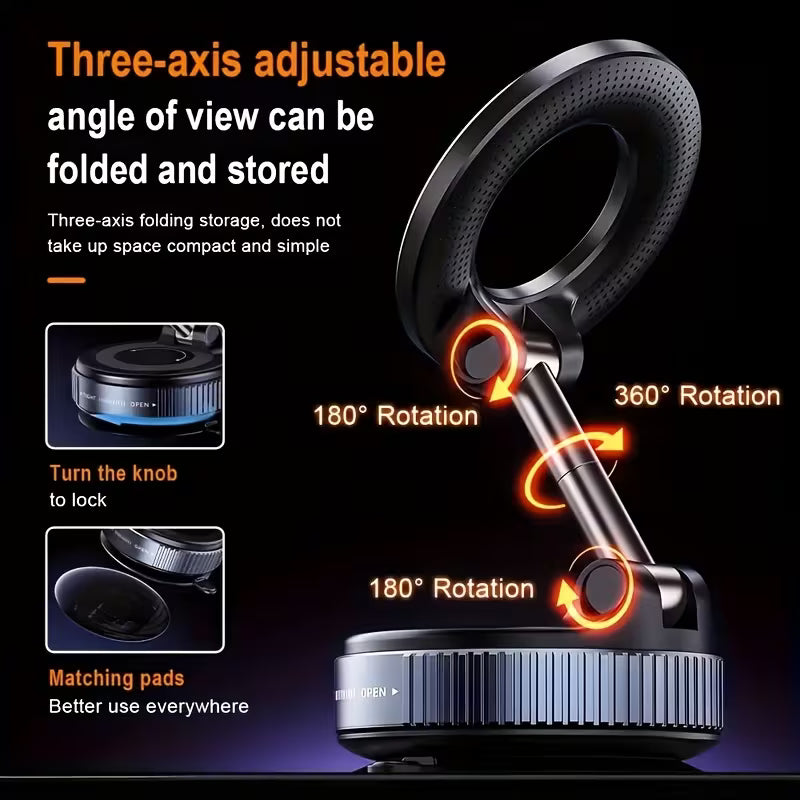 MagLock Ultra: 360° Retractable Vacuum Car Phone Holder