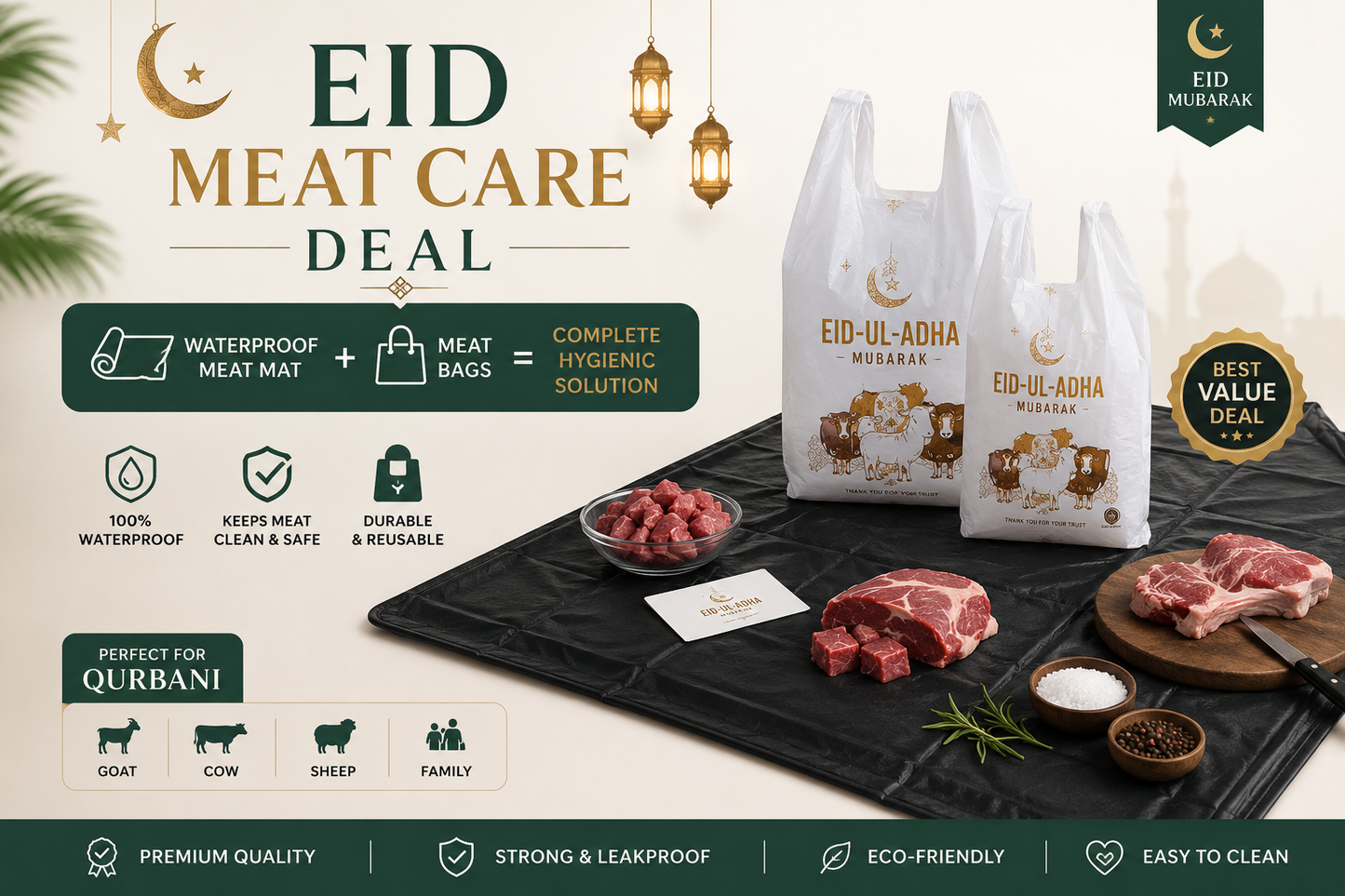 Meat Mat Pro – Waterproof + Free Printed Bags | Qurbani Ready!