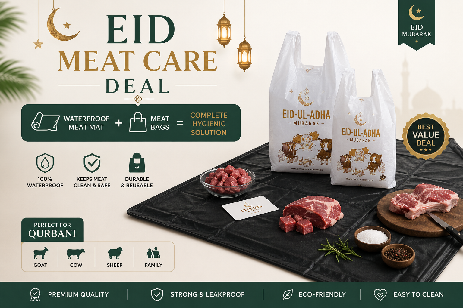 Meat Mat Pro – Waterproof + Free Printed Bags | Qurbani Ready!