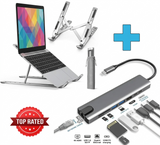 Exclusive Deal | Aluminum Laptop Stand + USB Type-C Hub + FREE Pouch