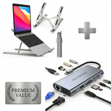 Exclusive Deal | Aluminum Laptop Stand + USB Type-C Hub + FREE Pouch