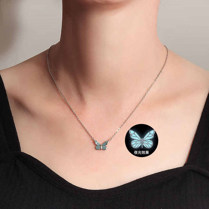 Butterfly Glowing Sterling Silver Necklace