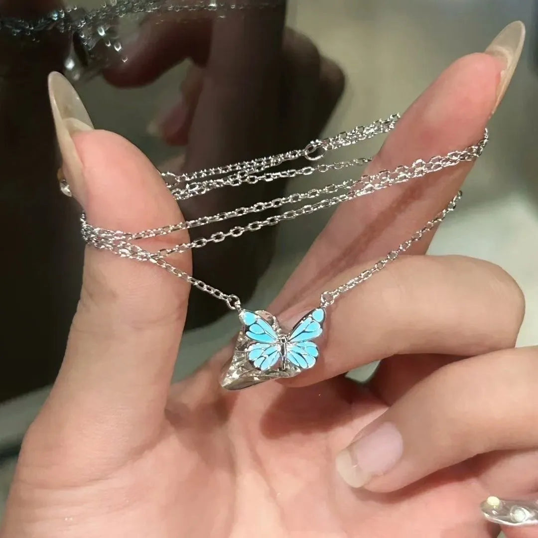 Butterfly Glowing Sterling Silver Necklace