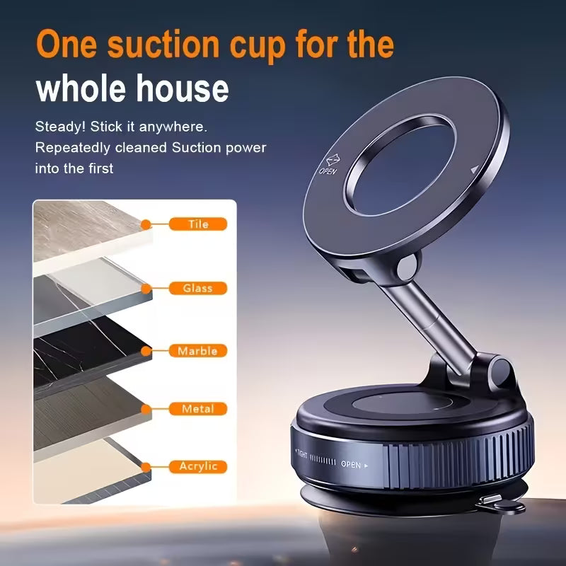 MagLock Ultra: 360° Retractable Vacuum Car Phone Holder